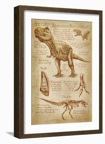 Tyrannosaurus Rex Dinosaur - DiVinci Style-Lantern Press-Framed Premium Giclee Print