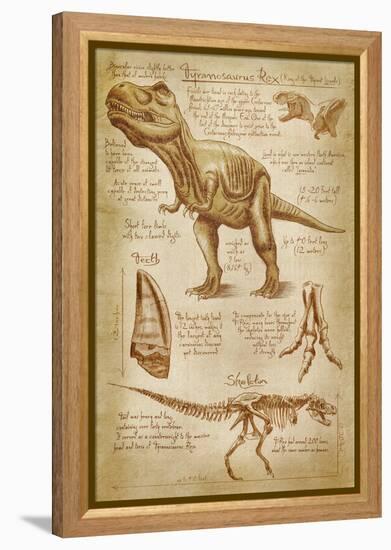 Tyrannosaurus Rex Dinosaur - DiVinci Style-Lantern Press-Framed Stretched Canvas