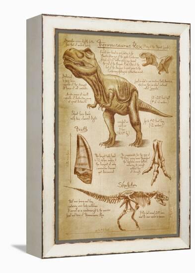 Tyrannosaurus Rex Dinosaur - DiVinci Style-Lantern Press-Framed Stretched Canvas