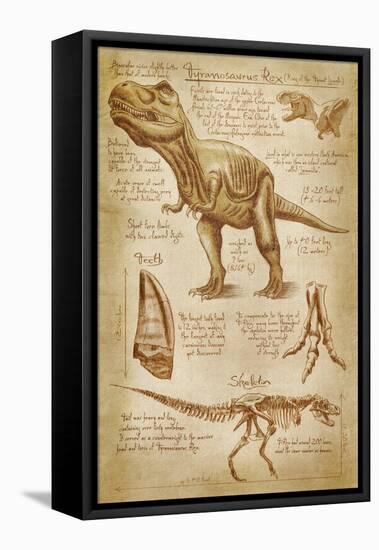 Tyrannosaurus Rex Dinosaur - DiVinci Style-Lantern Press-Framed Stretched Canvas