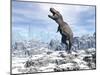 Tyrannosaurus Rex Dinosaur in a Snowy Landscape-null-Mounted Art Print