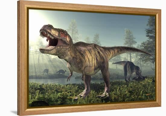 Tyrannosaurus Rex Dinosaur-Roger Harris-Framed Premier Image Canvas