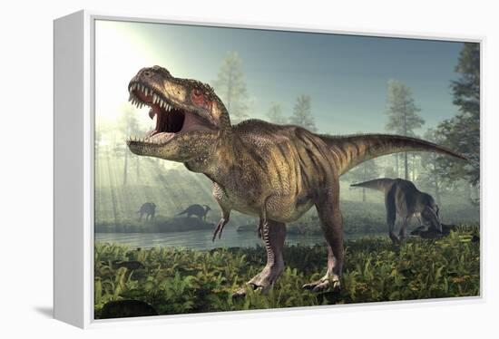 Tyrannosaurus Rex Dinosaur-Roger Harris-Framed Premier Image Canvas