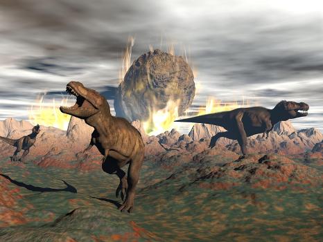 Tyrannosaurus Rex Struggles To Escape From A Meteorite Crash High