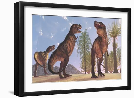 Tyrannosaurus Rex Dinosaurs Have a Growling Session-Stocktrek Images-Framed Premium Giclee Print