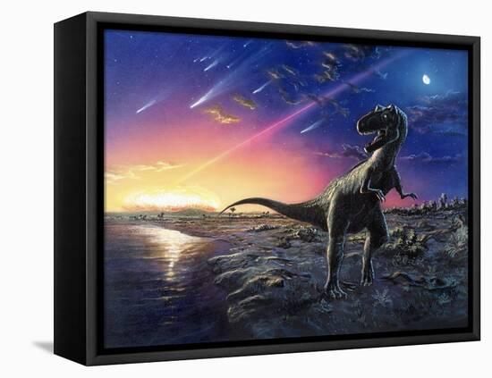 Tyrannosaurus Rex Fleeing From An Asteroid Strike-Chris Butler-Framed Premier Image Canvas