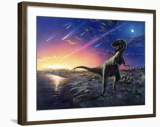 Tyrannosaurus Rex Fleeing From An Asteroid Strike-Chris Butler-Framed Photographic Print