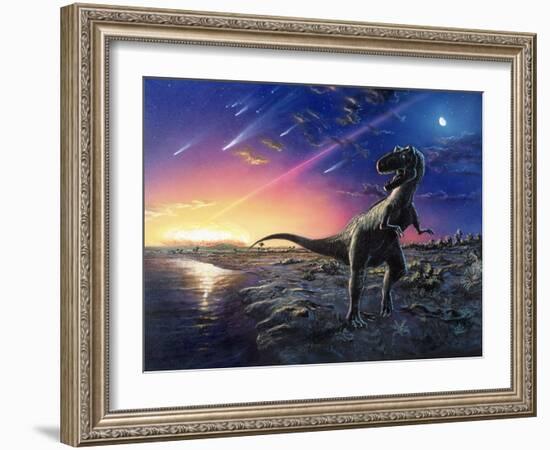 Tyrannosaurus Rex Fleeing From An Asteroid Strike-Chris Butler-Framed Photographic Print