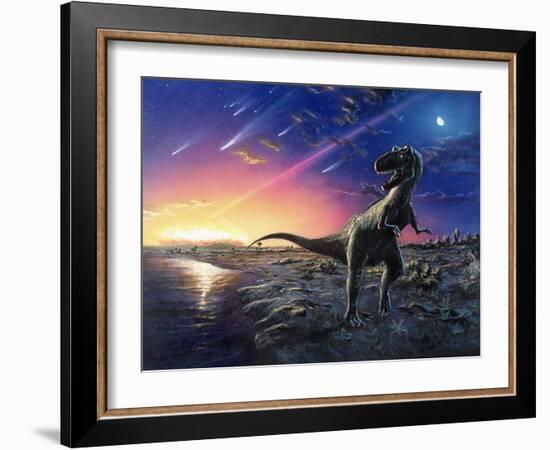 Tyrannosaurus Rex Fleeing From An Asteroid Strike-Chris Butler-Framed Photographic Print