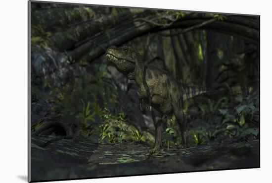 Tyrannosaurus Rex in a Prehistoric Forest-null-Mounted Art Print