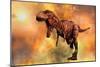 Tyrannosaurus Rex Running from a Deadly Fire Storm-null-Mounted Art Print