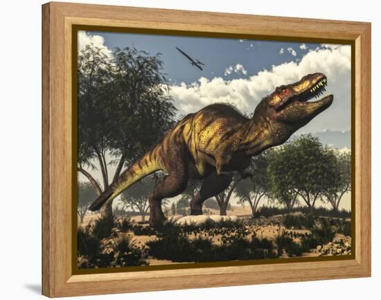 Tyrannosaurus Rex Standing Upon its Eggs to Protect Them-Stocktrek Images-Framed Stretched Canvas