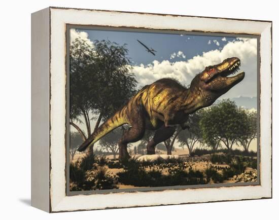 Tyrannosaurus Rex Standing Upon its Eggs to Protect Them-Stocktrek Images-Framed Stretched Canvas