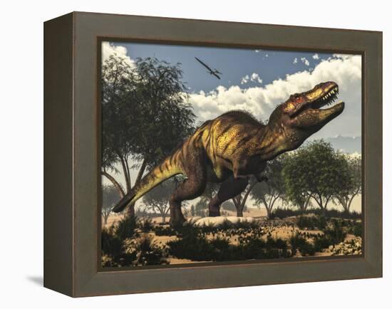 Tyrannosaurus Rex Standing Upon its Eggs to Protect Them-Stocktrek Images-Framed Stretched Canvas