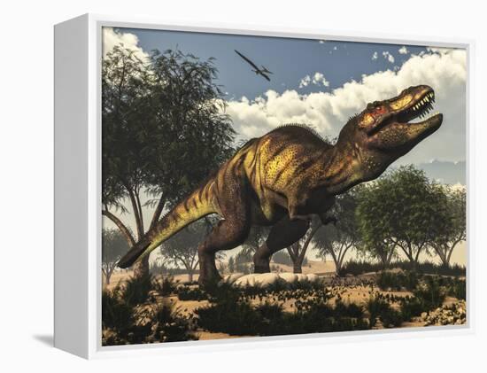 Tyrannosaurus Rex Standing Upon its Eggs to Protect Them-Stocktrek Images-Framed Stretched Canvas