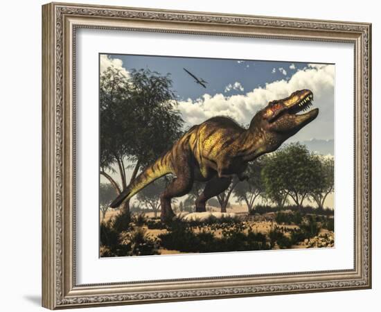 Tyrannosaurus Rex Standing Upon its Eggs to Protect Them-Stocktrek Images-Framed Art Print