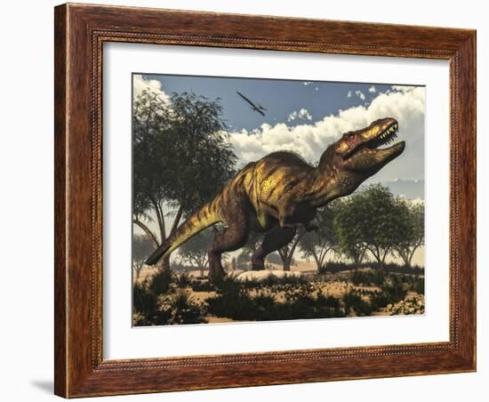 Tyrannosaurus Rex Standing Upon its Eggs to Protect Them-Stocktrek Images-Framed Art Print