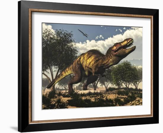 Tyrannosaurus Rex Standing Upon its Eggs to Protect Them-Stocktrek Images-Framed Art Print