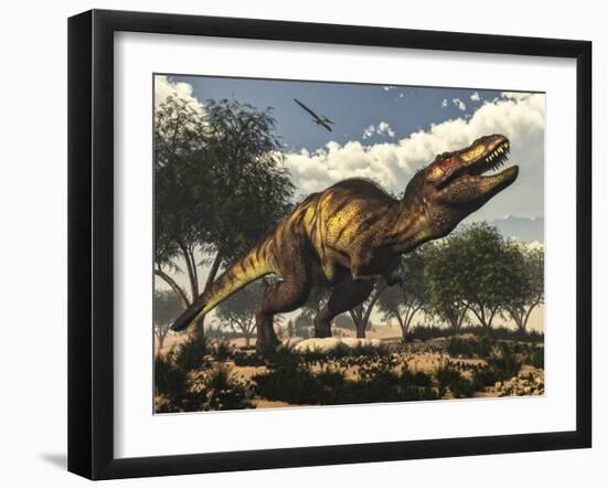 Tyrannosaurus Rex Standing Upon its Eggs to Protect Them-Stocktrek Images-Framed Art Print