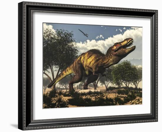 Tyrannosaurus Rex Standing Upon its Eggs to Protect Them-Stocktrek Images-Framed Art Print