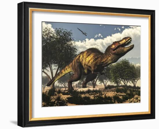 Tyrannosaurus Rex Standing Upon its Eggs to Protect Them-Stocktrek Images-Framed Art Print