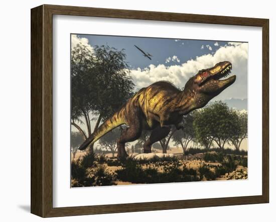 Tyrannosaurus Rex Standing Upon its Eggs to Protect Them-Stocktrek Images-Framed Premium Giclee Print