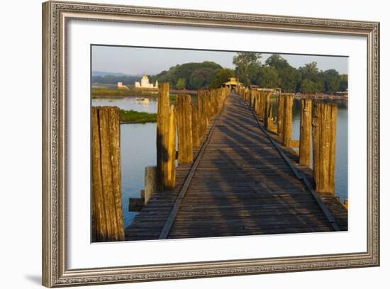 U Bein Teak Bridge with Citadel Pagoda, Amarapura, Mandalay, Myanmar-Keren Su-Framed Photographic Print