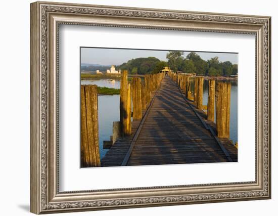 U Bein Teak Bridge with Citadel Pagoda, Amarapura, Mandalay, Myanmar-Keren Su-Framed Photographic Print