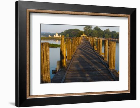 U Bein Teak Bridge with Citadel Pagoda, Amarapura, Mandalay, Myanmar-Keren Su-Framed Photographic Print