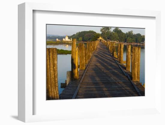 U Bein Teak Bridge with Citadel Pagoda, Amarapura, Mandalay, Myanmar-Keren Su-Framed Photographic Print