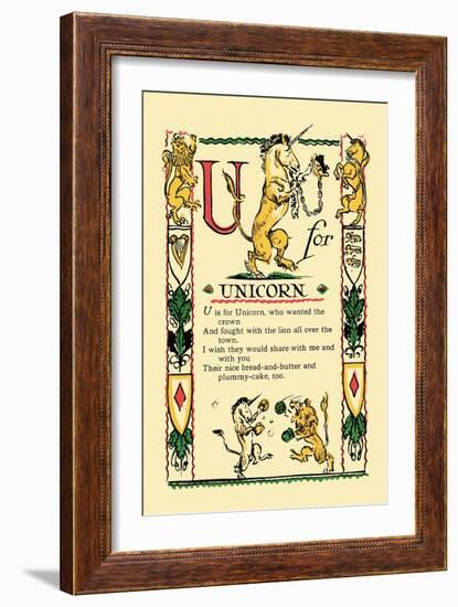 U for Unicorn-Tony Sarge-Framed Art Print