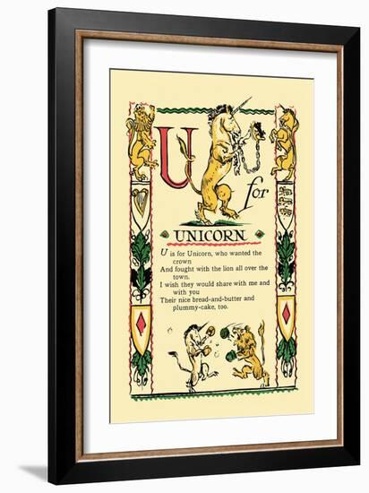 U for Unicorn-Tony Sarge-Framed Art Print