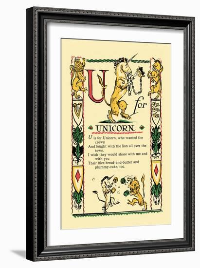 U for Unicorn-Tony Sarge-Framed Art Print