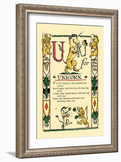 U for Unicorn-Tony Sarge-Framed Art Print