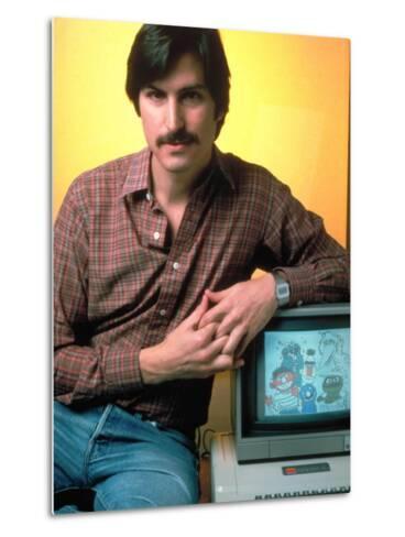 Portrait of Apple Co Founder Steve Jobs Posing with Apple
