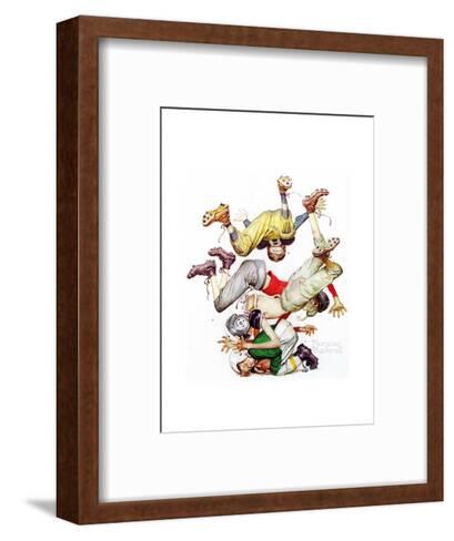 Four Sporting Boys: Football Giclee Print by Norman Rockwell | Art.com