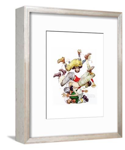 Four Sporting Boys: Football Giclee Print by Norman Rockwell | Art.com
