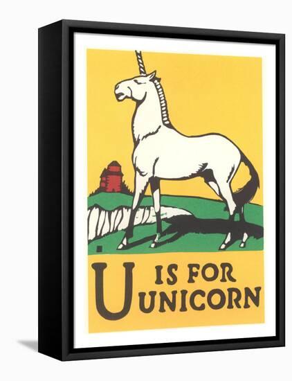 U is for Unicorn-null-Framed Stretched Canvas