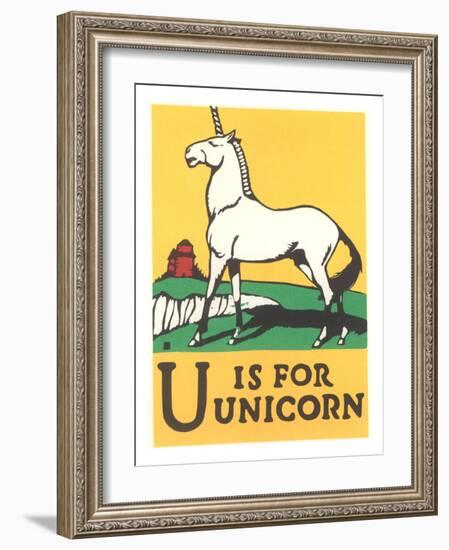 U is for Unicorn-null-Framed Art Print