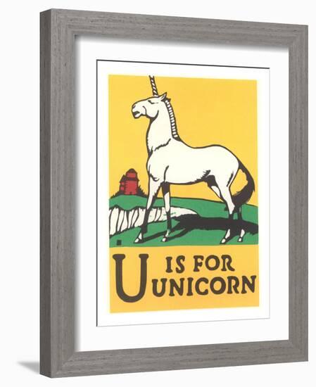 U is for Unicorn-null-Framed Art Print