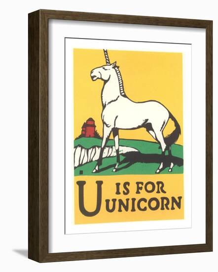 U is for Unicorn-null-Framed Art Print