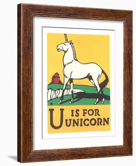 U is for Unicorn-null-Framed Art Print