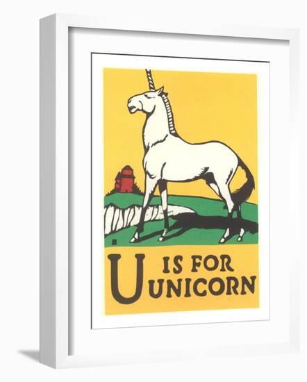 U is for Unicorn-null-Framed Art Print