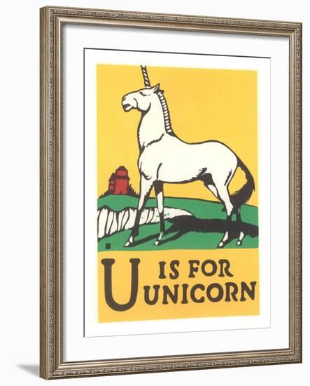 U is for Unicorn-null-Framed Art Print