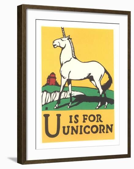 U is for Unicorn-null-Framed Art Print