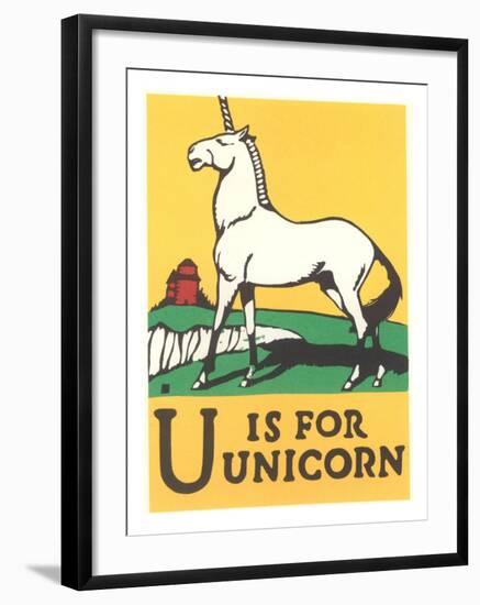 U is for Unicorn-null-Framed Art Print