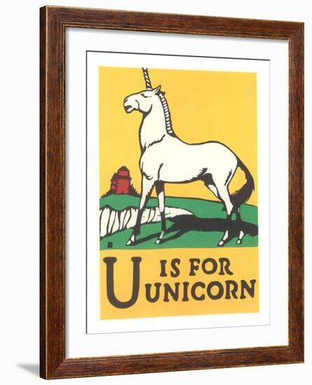 U is for Unicorn-null-Framed Art Print