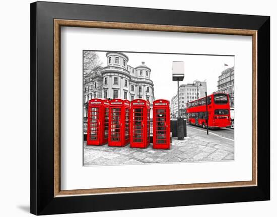 U.K. Black White and Red-null-Framed Art Print