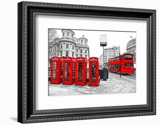 U.K. Black White and Red-null-Framed Art Print