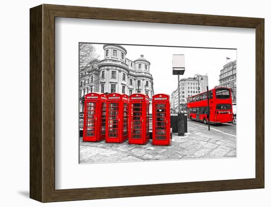 U.K. Black White and Red-null-Framed Art Print